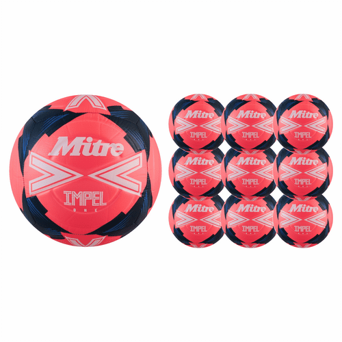 Mitre Impel One Football - Pink/White/Teal - Pack of 10