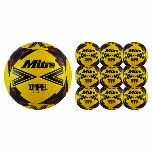 Mitre Impel One Football - Yellow/Black/Red - Pack of 10