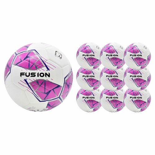 Precision Fusion FIFA Basic Training Ball - White/Pink/Purple/Grey - Pack of 10