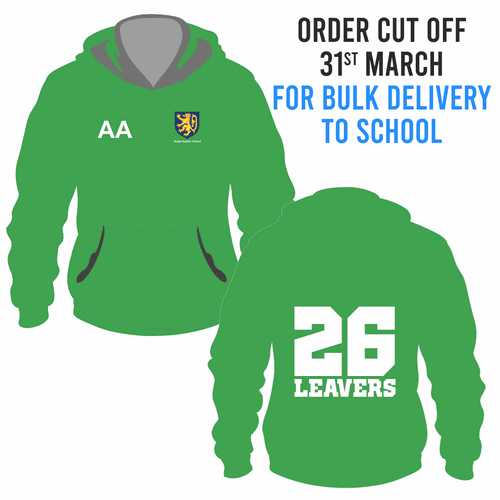 Ralph Sadleir School Leavers Hoody 2026- Amazon Green - BULK DELIVERY TO SCHOOL