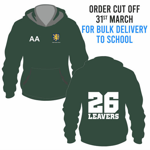 Ralph Sadleir School Leavers Hoody 2026- Bottle Green - BULK DELIVERY TO SCHOOL