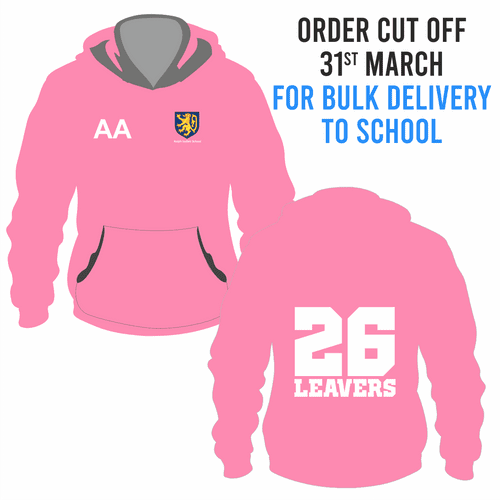 Ralph Sadleir School Leavers Hoody 2026- Candyfloss - BULK DELIVERY TO SCHOOL