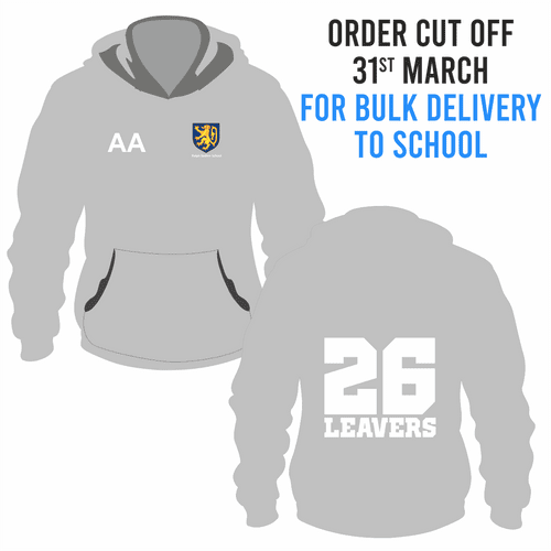 Ralph Sadleir School Leavers Hoody 2026- Heather Grey - BULK DELIVERY TO SCHOOL