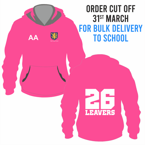 Ralph Sadleir School Leavers Hoody 2026- Hot Pink - BULK DELIVERY TO SCHOOL