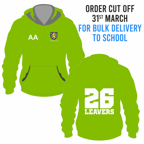 Ralph Sadleir School Leavers Hoody 2026- Lime - BULK DELIVERY TO SCHOOL