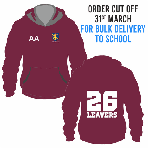 Ralph Sadleir School Leavers Hoody 2026- Maroon - BULK DELIVERY TO SCHOOL