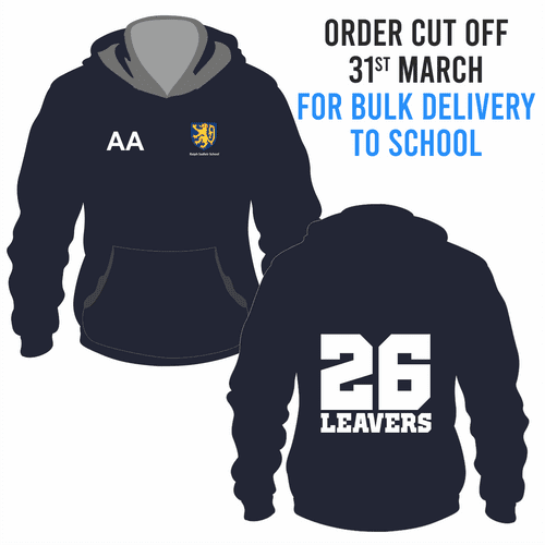 Ralph Sadleir School Leavers Hoody 2026- Navy - BULK DELIVERY TO SCHOOL
