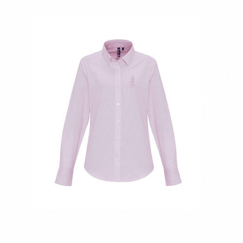 REAFC Ladies Stripe Long Sleeve Blouse- Pink/White