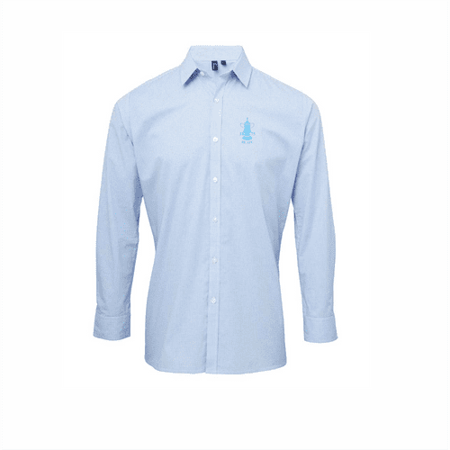 REAFC Mens Gingham Long Sleeve Shirt- Sky/White