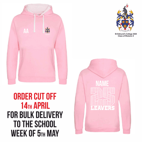 St Edmund’s College 2025 Class of Rhetoric II Hoody Pink/White - DELIVERED TO SCHOOL