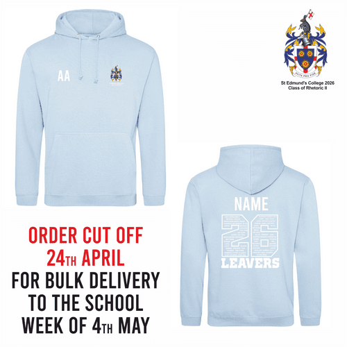 St Edmund’s College 2026 Class of Rhetoric II Hoody Sky Blue - EXTRAS AFTER CUT OFF