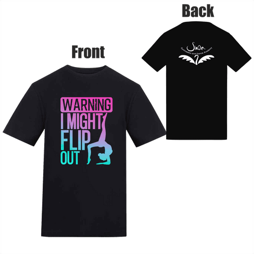 Swan Gymnastics ' I Might Flip Out tee' - Black
