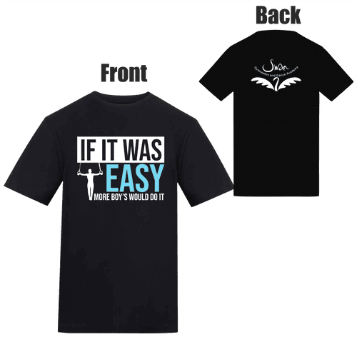 Swan Gymnastics 'If it was easy more Boys would do it' T-Shirt Junior - Black