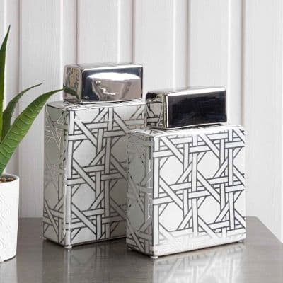 21.5cm Chrome and Grey Ginger Jar