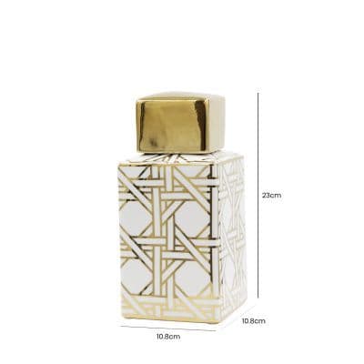 23cm White and Gold Ginger Jar