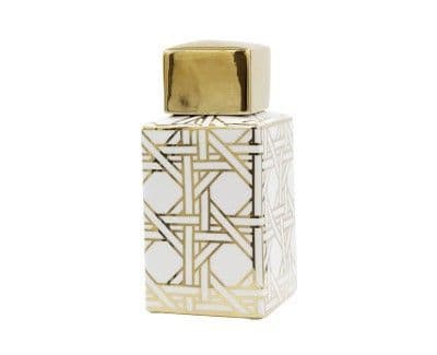 23cm White and Gold Ginger Jar