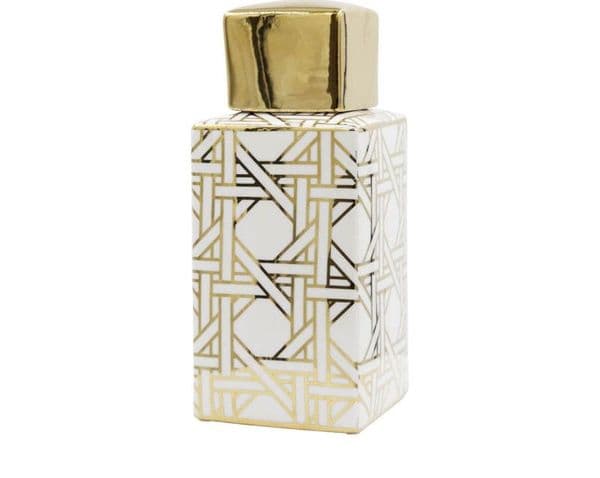 28cm White and Gold Ginger Jar