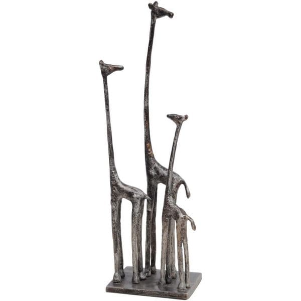 3 Antique Silver Giraffes Sculpture