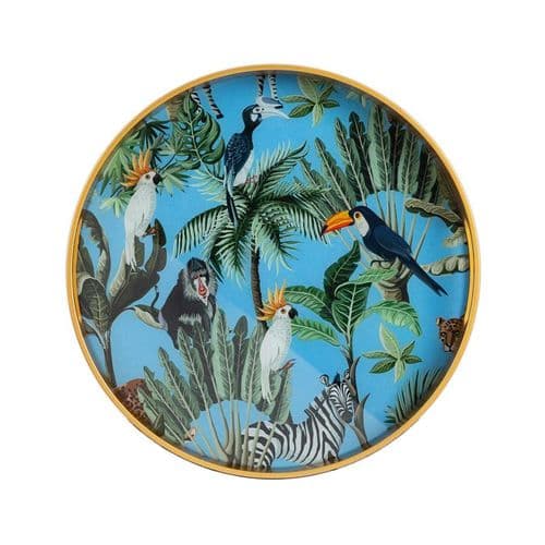 36cm Gold Blue Green Round Tray