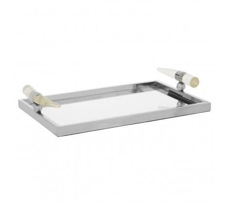 Acrylic Horn Handle Mirrored Tray