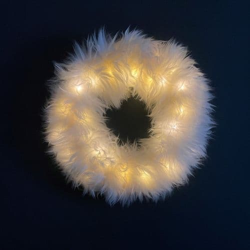 Baa Stool Ivory Sheepskin Wreath