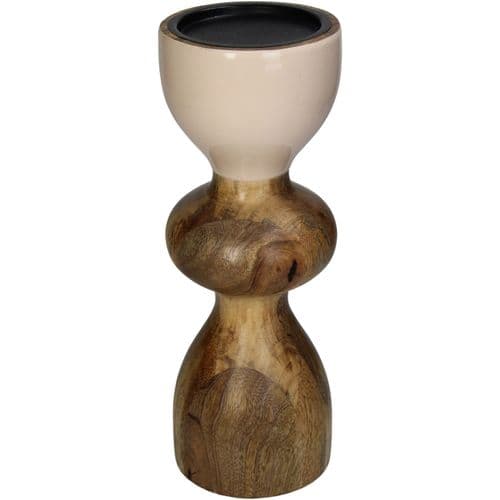 Candle Holder Wood Beige 28cm