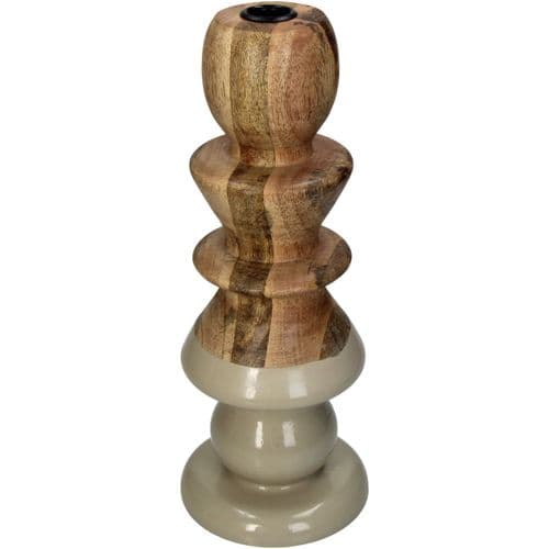 Candle Stick Wood Beige 32cm