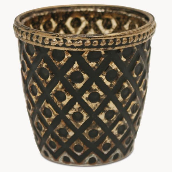 Capri Diamond Tealight Holder In Bronze