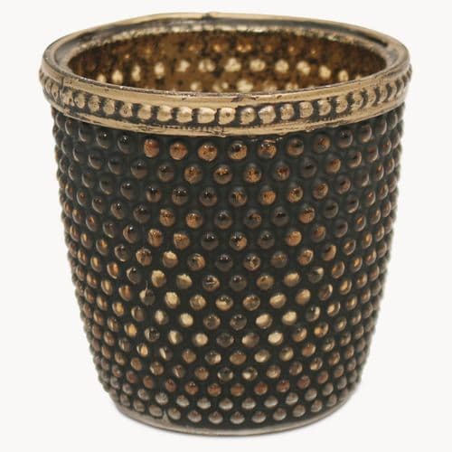 Capri Dotted Tealight Holder In Bronze Finish