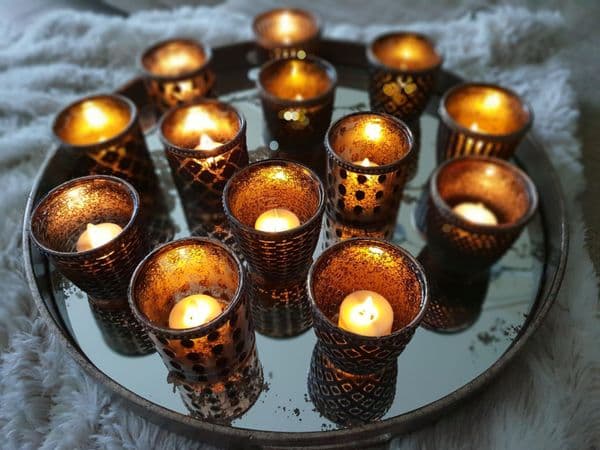 Capri Ikat Tealight Holder In Bronze Finish