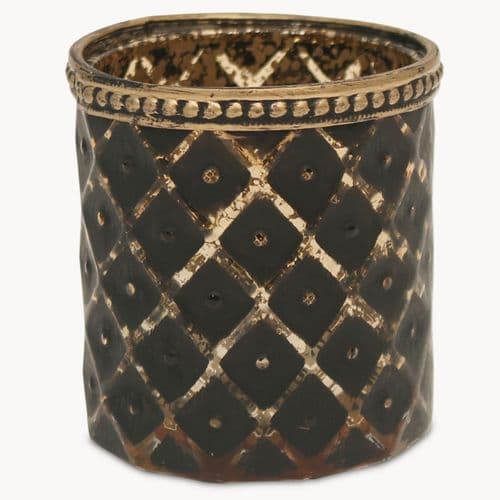 Capri Ikat Tealight Holder In Bronze Finish