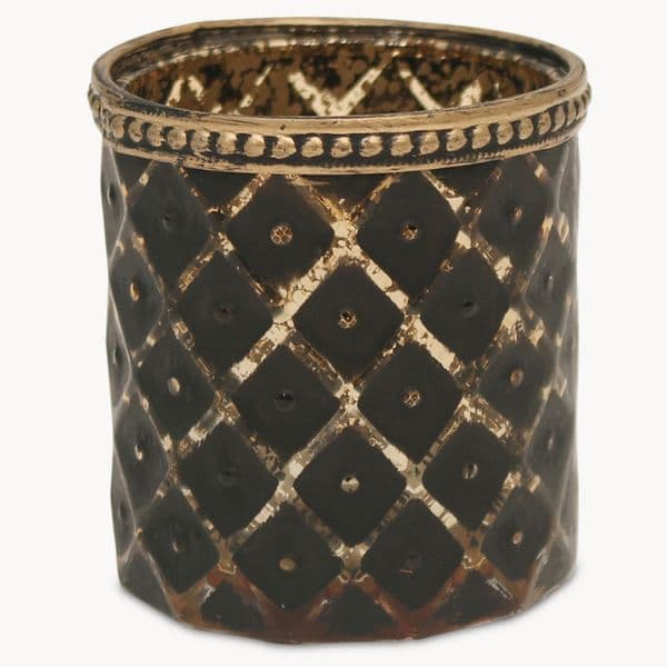 Capri Ikat Tealight Holder In Bronze Finish