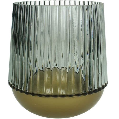 Cora Rounded Candle Holder In Blue Glass