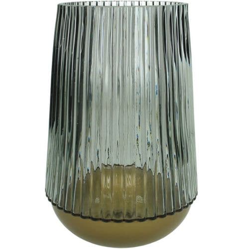 Cora Tall Candle Holder In Blue Glass