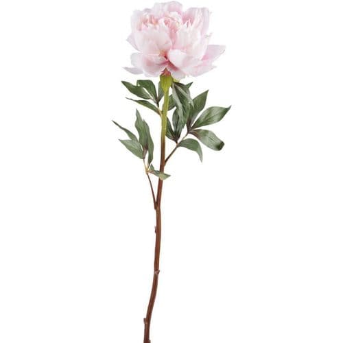 Faux Pink Peony Spray With Leaves 70cm