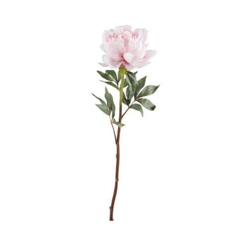 Faux Pink Peony Spray With Leaves 87cm