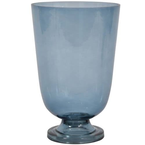 Grace Sky Blue Glass Hurricane Medium