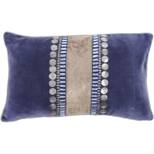 Halcyon Rectangular Blue Velvet Cushion
