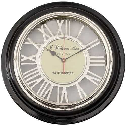 Harwood Black And Nickel Round Wall Clock