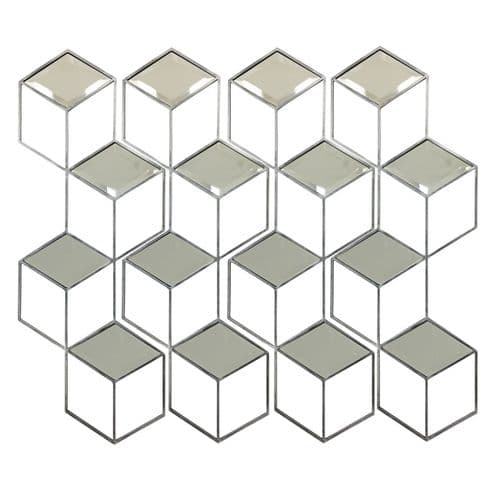 Honeycomb Mirror Set of 4 Brushed Grey Finish