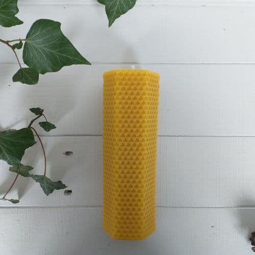 Large Hexagon Design Pure Beeswax Candle (Unboxed)