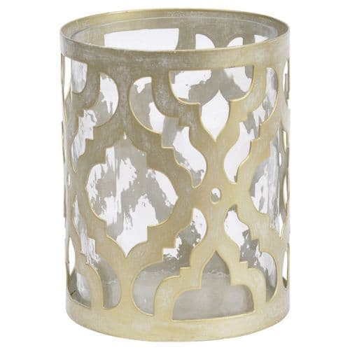 Large Ivory Gold Quatrefoil Hurricane