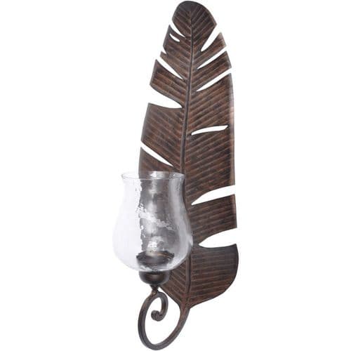 Large Romana Aged Copper Banana Leaf Wall Sconce