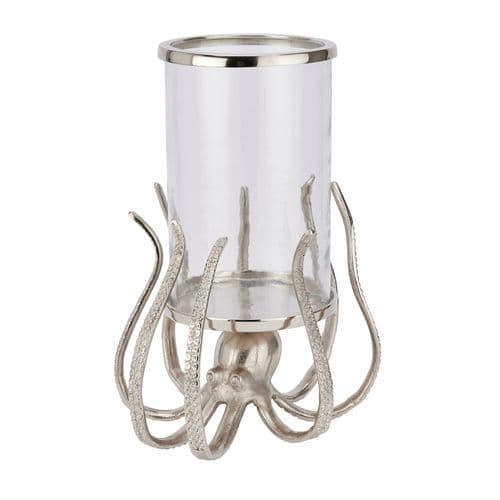 Large Silver Octopus Hurricane Lantern