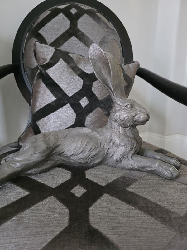 Lying Grey Resin Hare