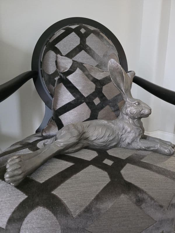 Lying Grey Resin Hare