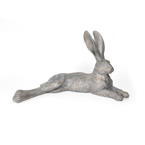 Lying Grey Resin Hare