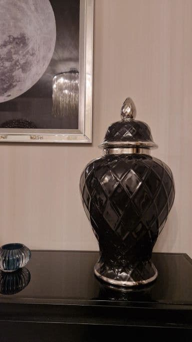 Mayfair Black and Silver Ceramic Ginger Jar