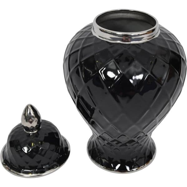 Mayfair Black and Silver Ceramic Ginger Jar