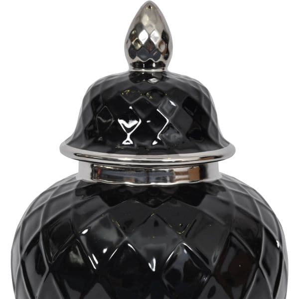 Mayfair Black and Silver Ceramic Ginger Jar